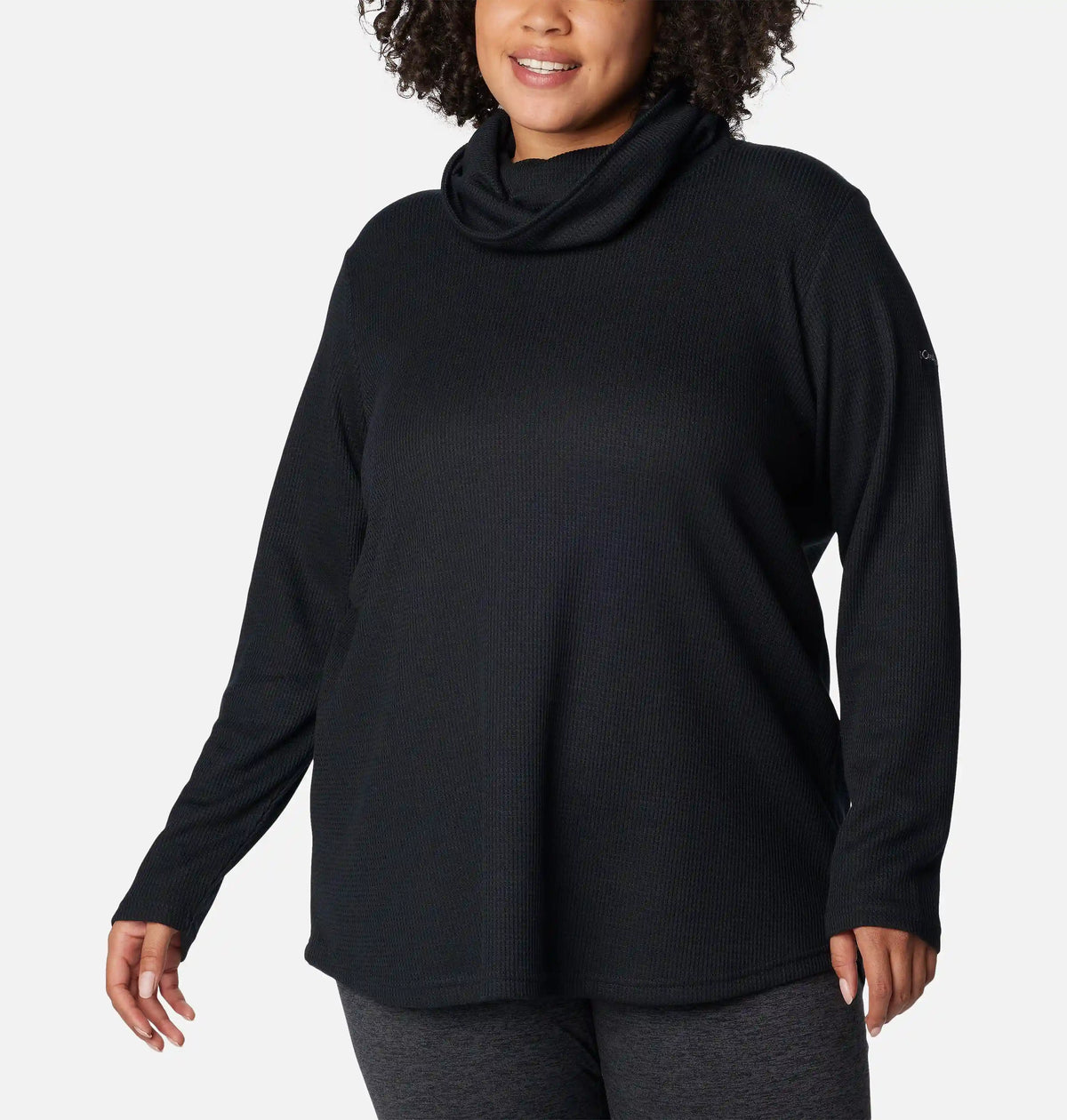 Women's Holly Hideaway Waffle Cowl Neck Pullover - Plus Size