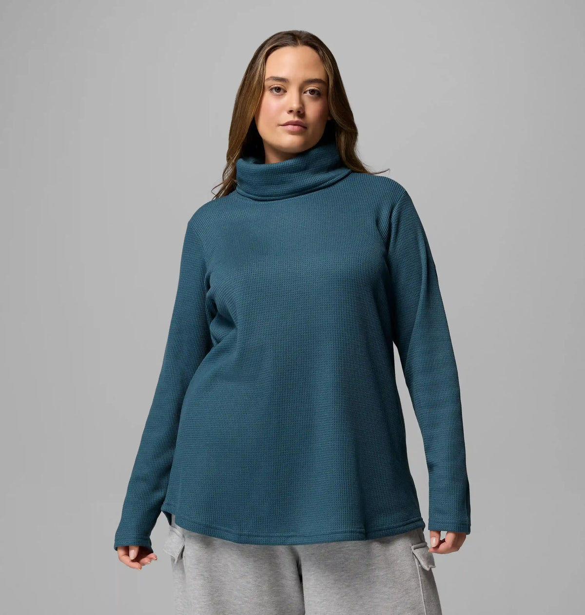 Women's Holly Hideaway Waffle Cowl Neck Pullover - Plus Size
