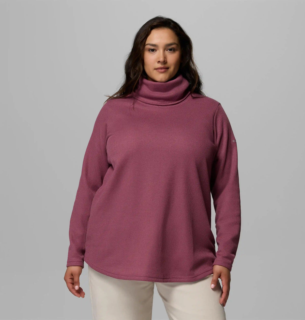 Women's Holly Hideaway Waffle Cowl Neck Pullover - Plus Size