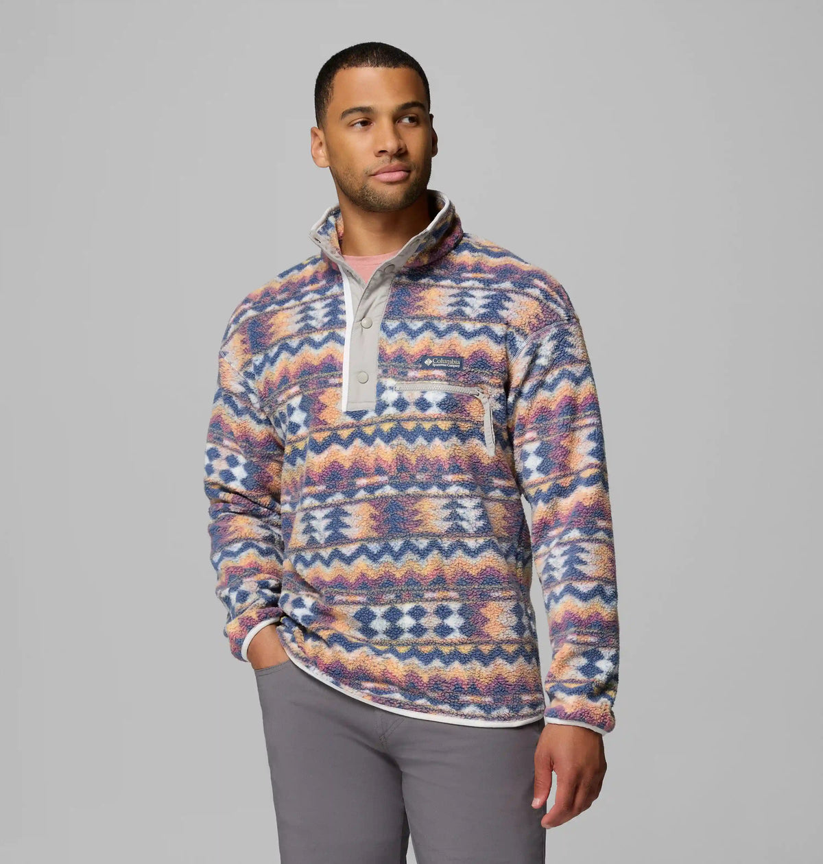 Men's Helvetia II Printed Half Snap Printed Fleece Pullover