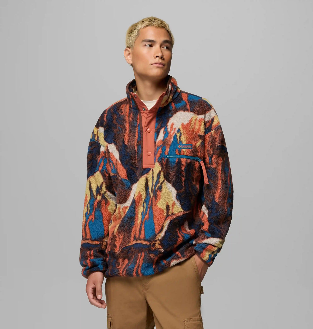 Men's Helvetia II Printed Half Snap Printed Fleece Pullover