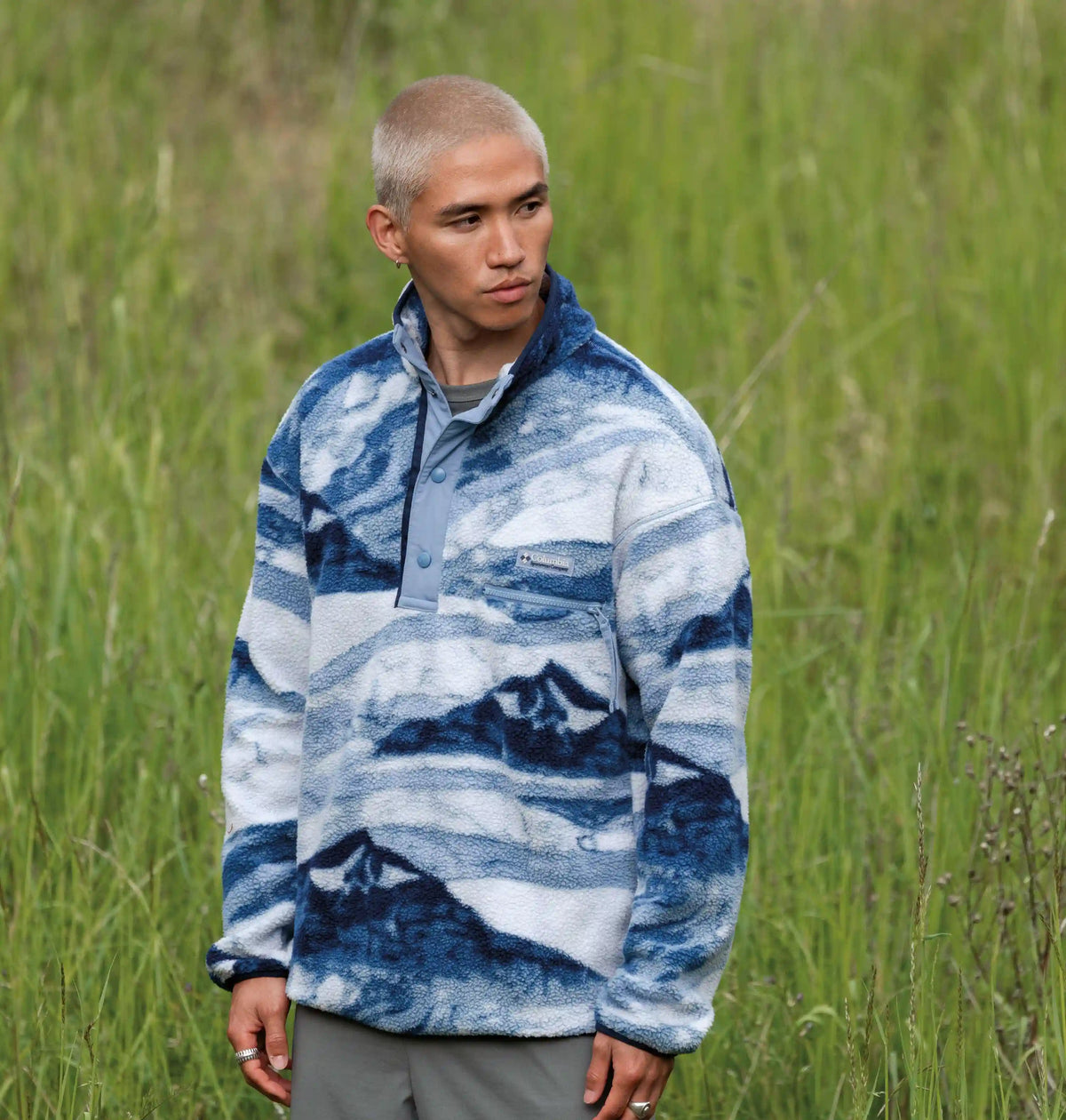 Men's Helvetia II Printed Half Snap Printed Fleece Pullover