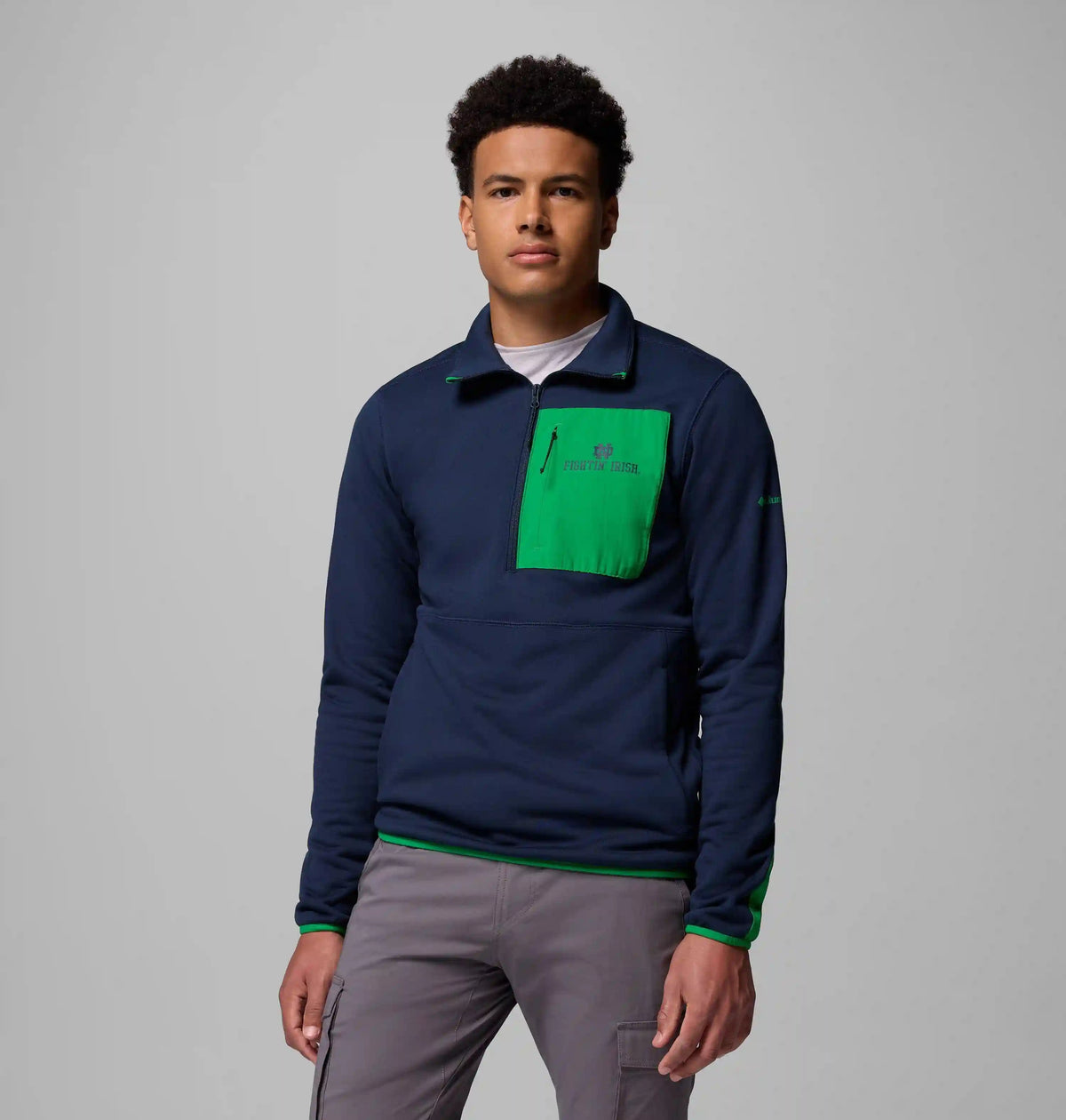 Men's Collegiate Columbia Hike Half Zip Jacket - Notre Dame