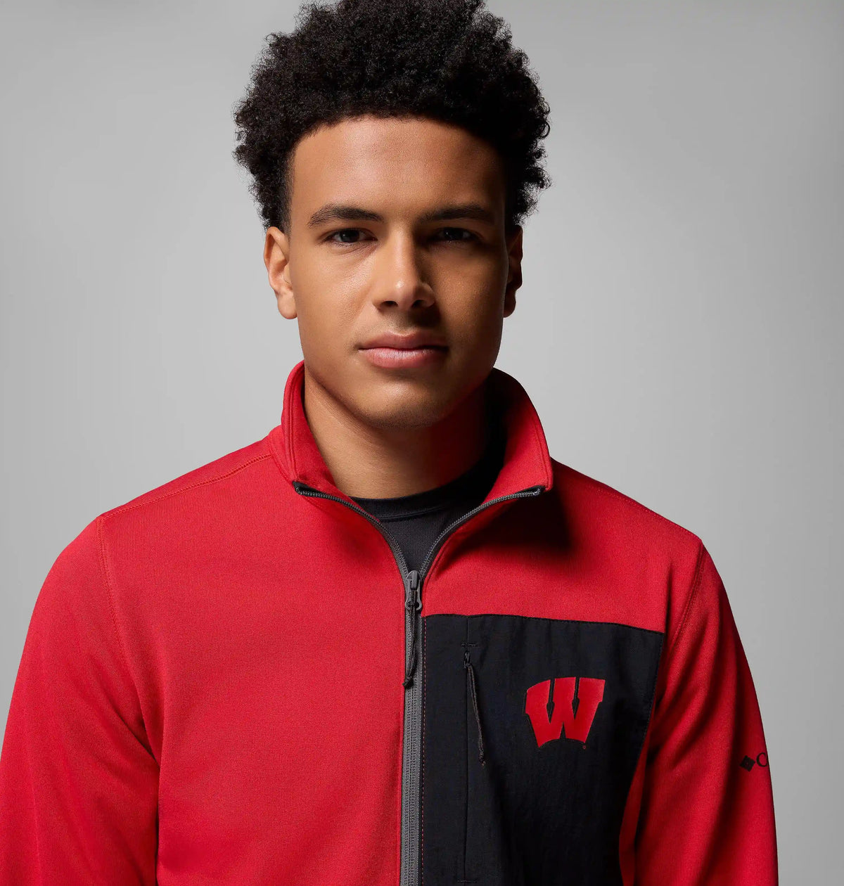 Men's Collegiate Columbia Hike Half Zip Jacket - Wisconsin