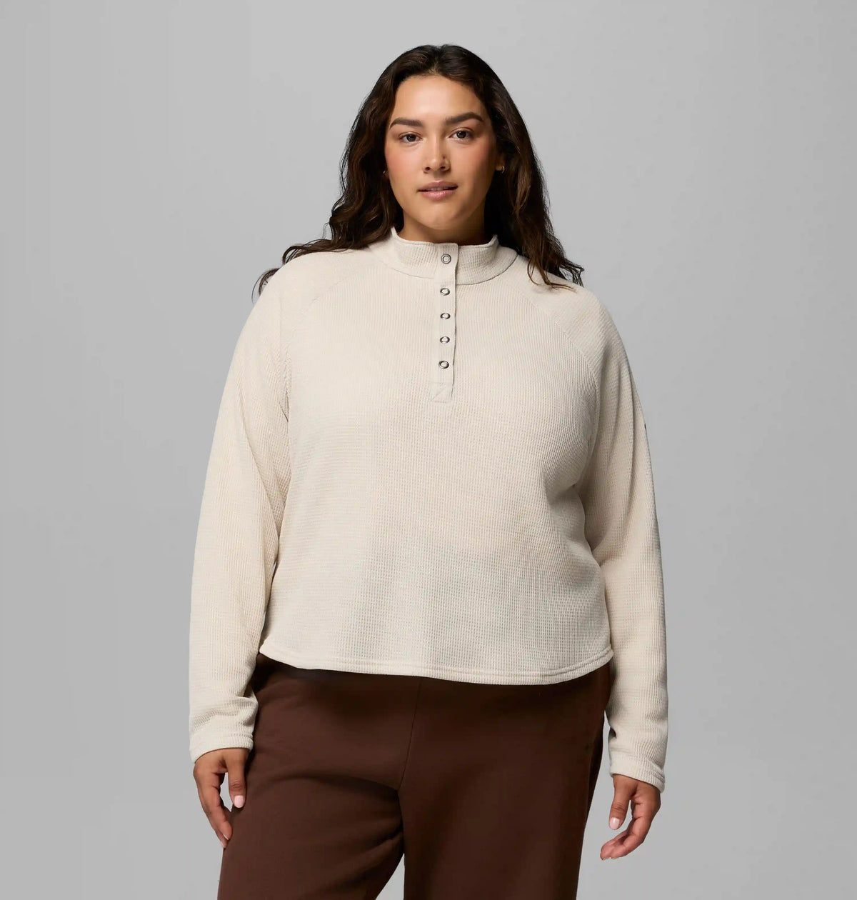 Women's Holly Hideaway Waffle Half Snap Shirt - Plus Size