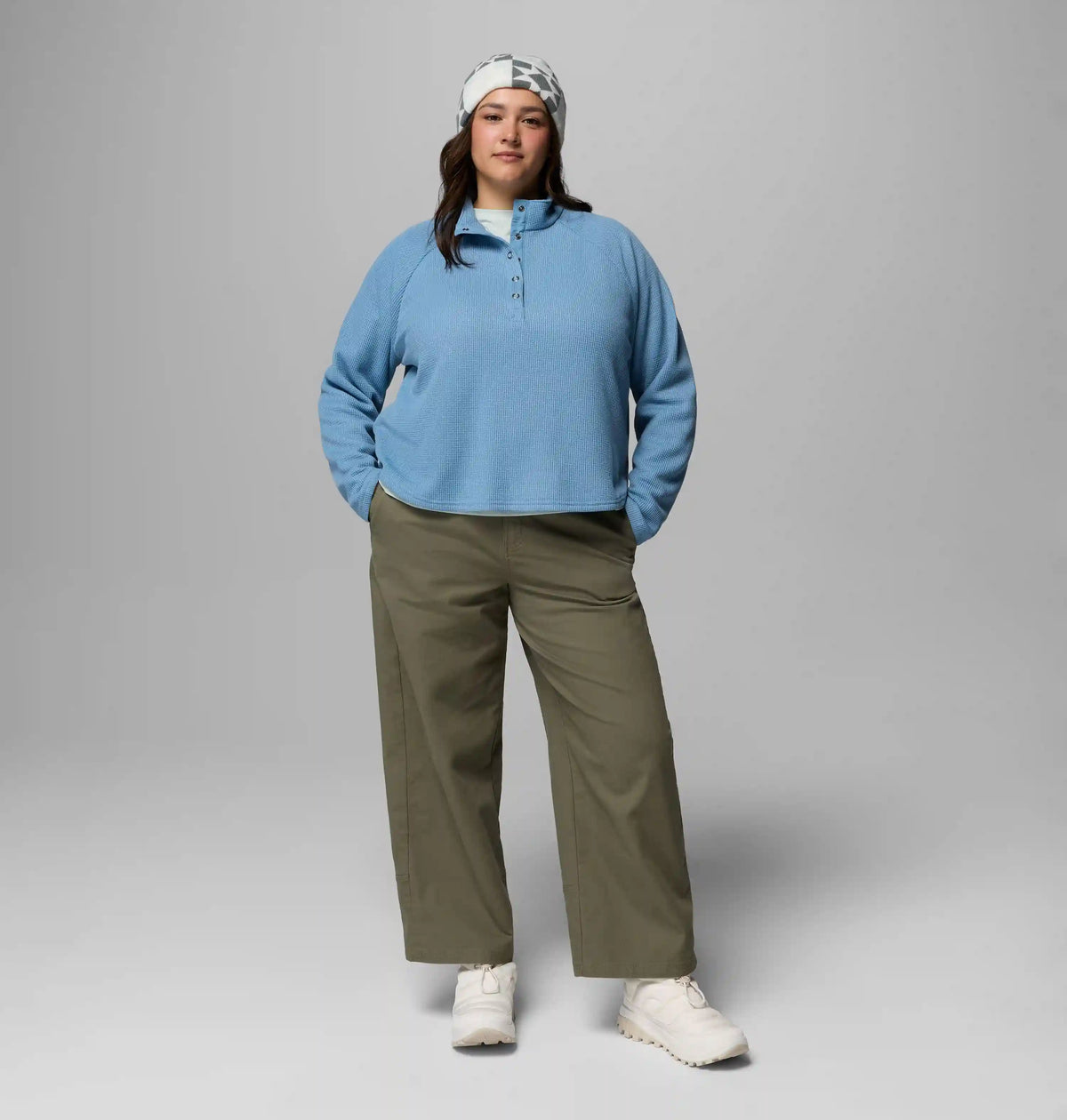 Women's Holly Hideaway Waffle Half Snap Shirt - Plus Size