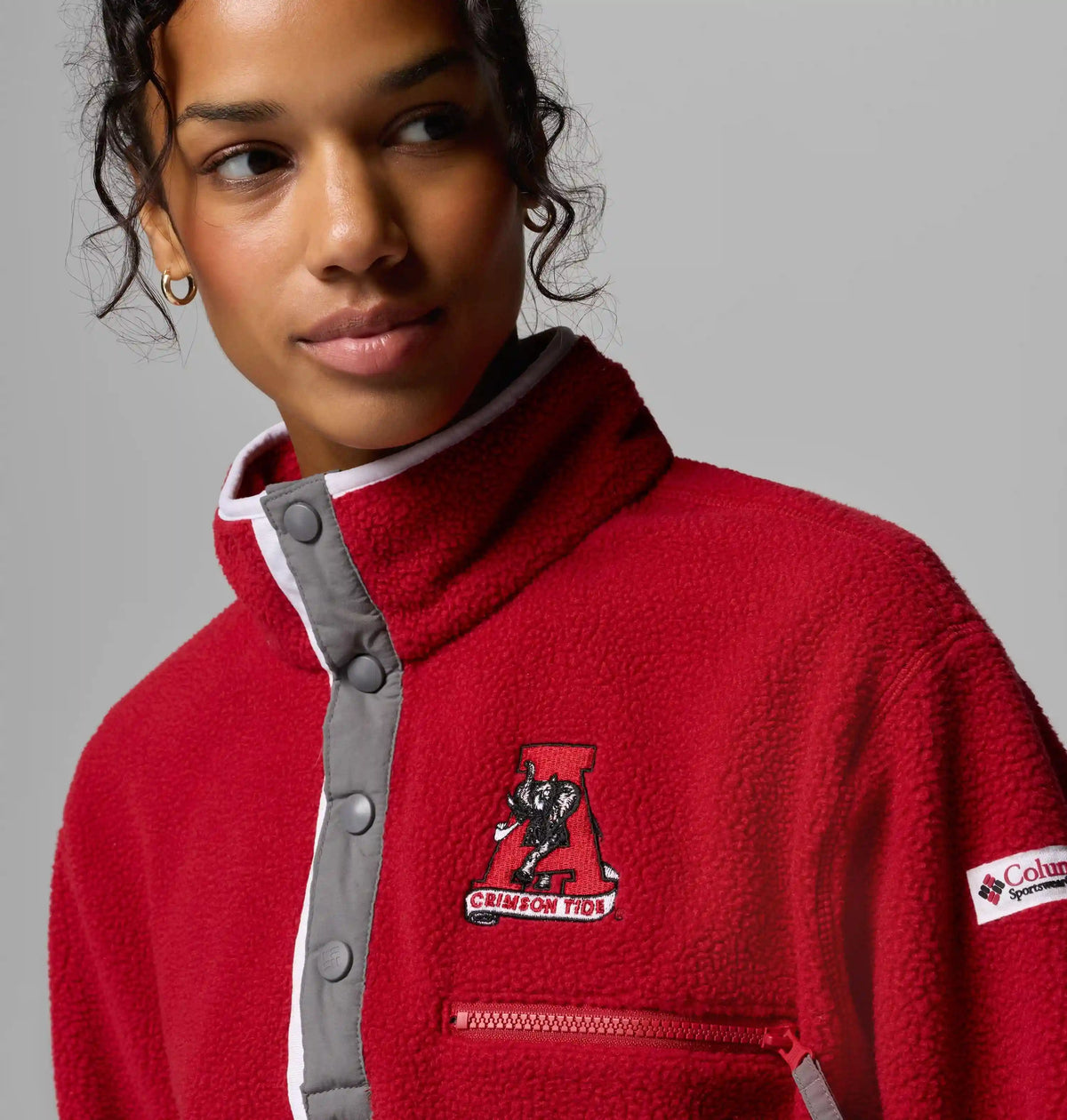 Women's Collegiate Helvetia Cropped Half Snap Fleece - Alabama
