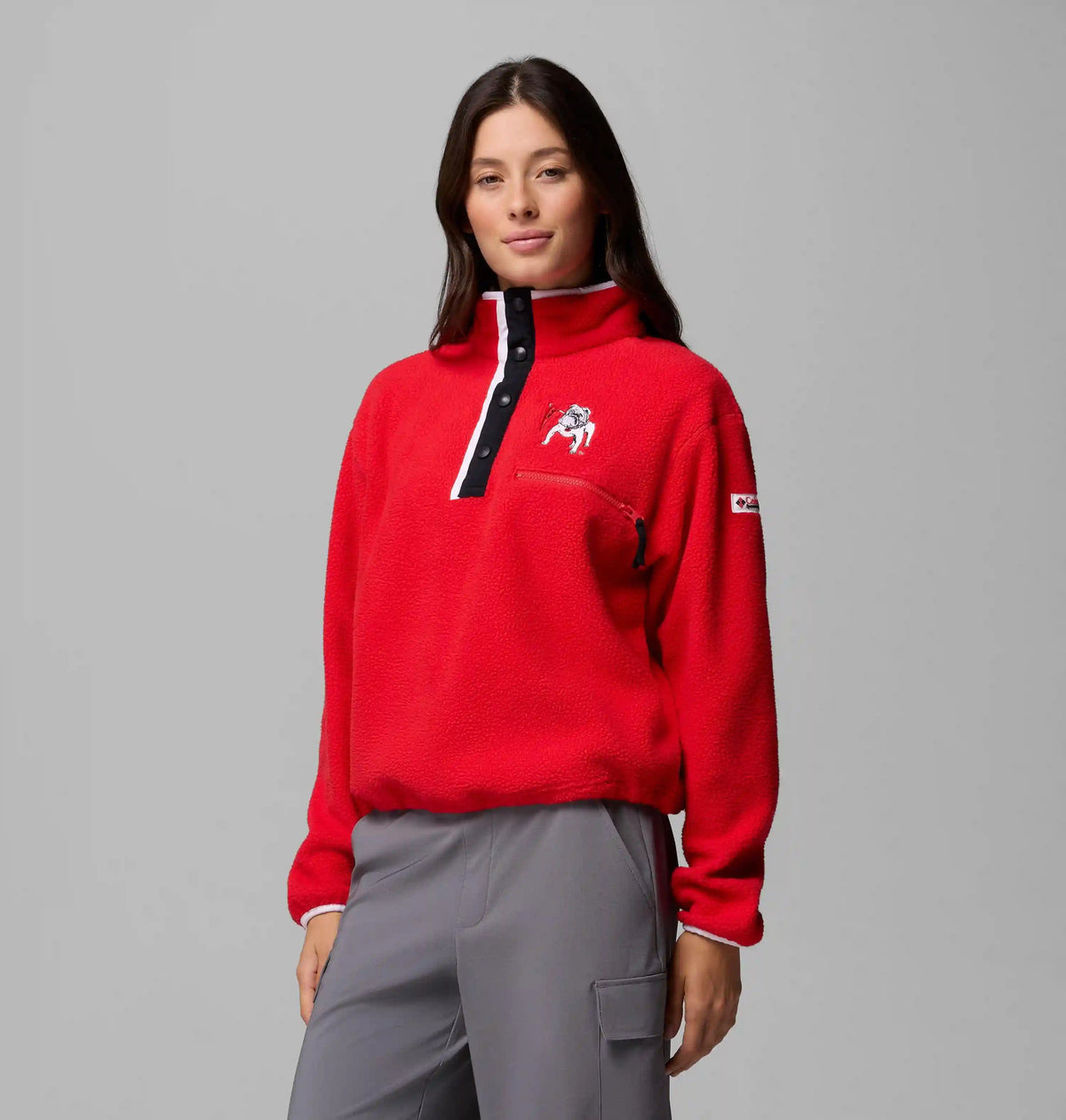 Women's Collegiate Helvetia Cropped Half Snap Fleece - Georgia