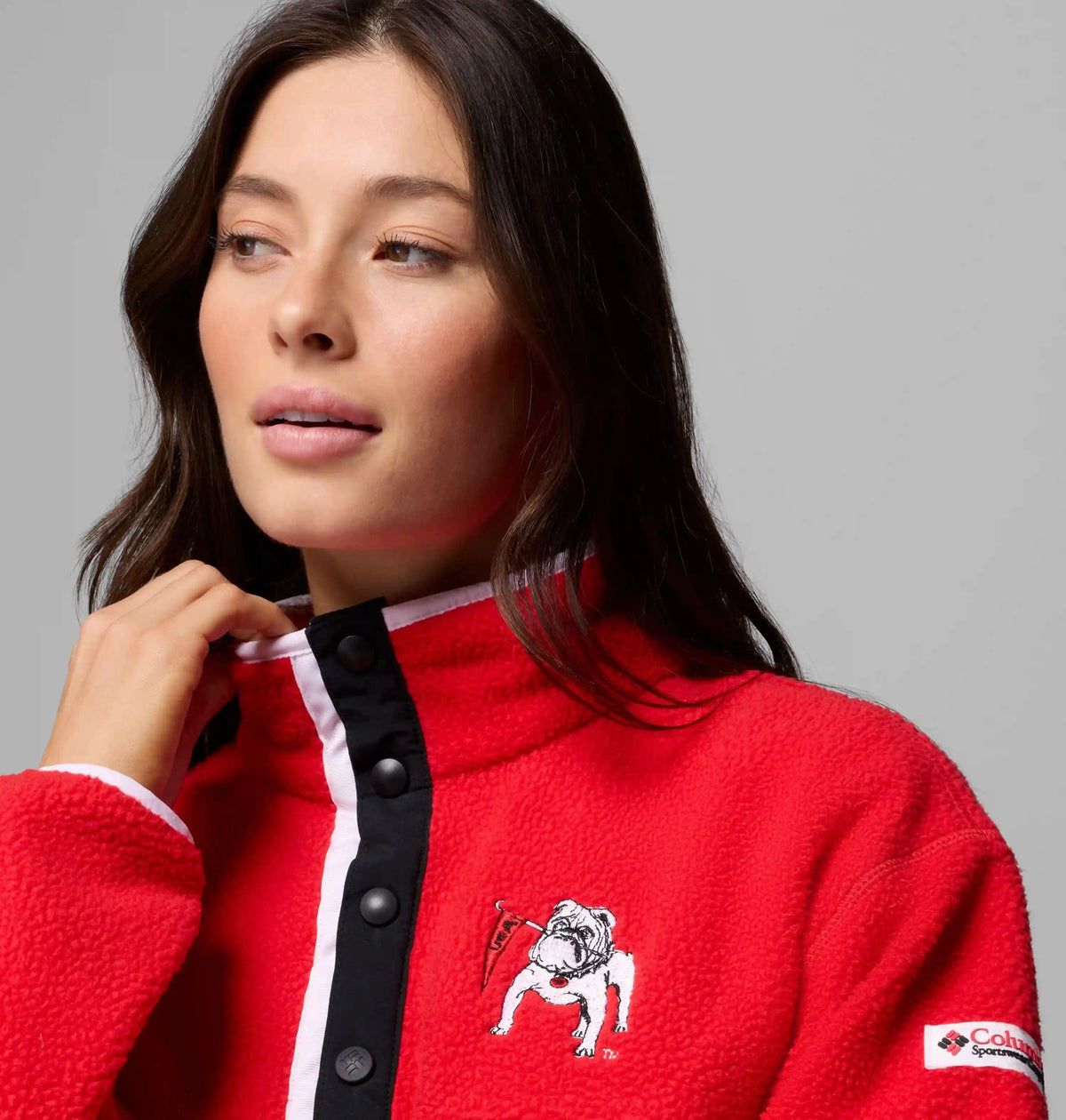 Women's Collegiate Helvetia Cropped Half Snap Fleece - Georgia