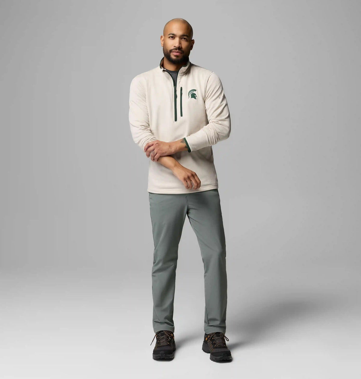 Men's Collegiate Essential Hike Grid Fleece Half Zip - Michigan